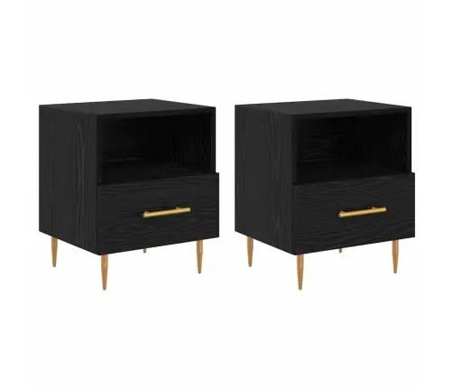 Naktsgaldiņš 2 Pcs Melna 40 X 35 X 47.5 Cm Inženierijas Koks Vidaxl Naktsgaldiņš 2 Pcs Melna 40 X 35 X 47.5 Cm Inženierijas Koks Vidaxl