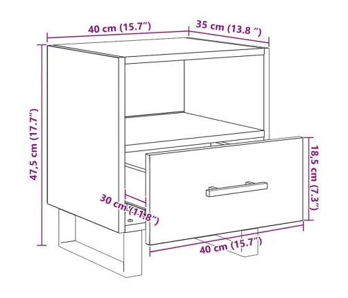 Nakts Skapītis Vecs Koks 40 X 35 X 47.5 Cm Inženierijas Koks Vidaxl