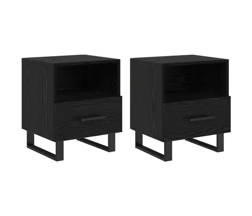 Nakts Skapītis Ar Atvilktni 2 Pcs Melns Ozols 40 X 35 X 47.5 Cm Vidaxl Nakts Skapītis Ar Atvilktni 2 Pcs Melns Ozols 40 X 35 X 47.5 Cm Vidaxl