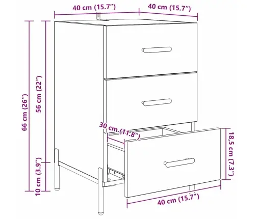 Šalia Lovos Spintelė Su Stalčių Juoda Ąžuolo 40 X 40 X 66 Cm Šalia Lovos Spintelė Su Stalčių Juoda Ąžuolo 40 X 40 X 66 Cm