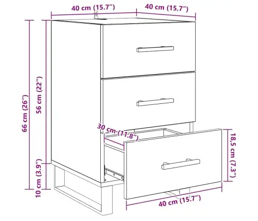 Nakts Skapītis Vecs Koks 40 X 40 X 66 Cm Inženierijas Koks Vidaxl