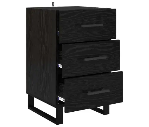 Nakts Skapītis Melns Ozolkoks 40 X 40 X 66 Cm Inženierijas Koks Vidaxl