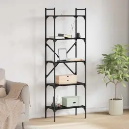 Grāmatu Skapis Melns Ozolkoks 56 X 32 X 174 Cm Vidaxl