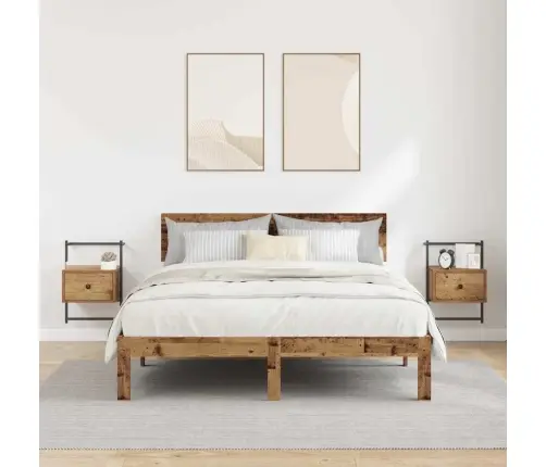 Šalia Lovos Spintelė 2 Pcs Senovinis Medis 35 X 30 X 51 Cm