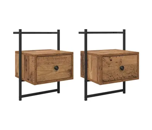 Šalia Lovos Spintelė 2 Pcs Senovinis Medis 35 X 30 X 51 Cm