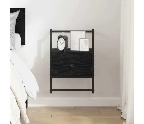 Nakts Skapītis Melns Ozolkoks 35 X 30 X 51 Cm Inženierijas Koks Vidaxl