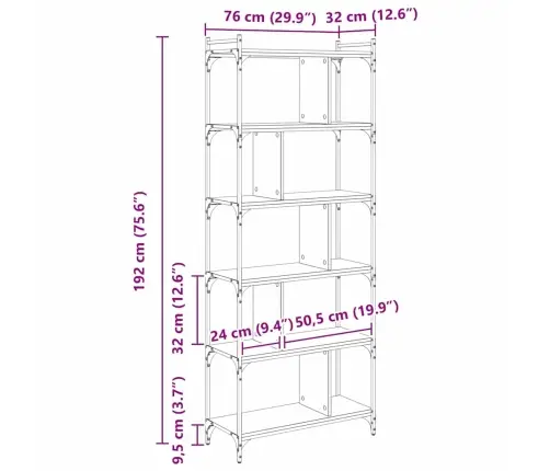 Grāmatu Skapis Vecs Koks 76 X 32 X 192 Cm Inženierijas Koks Vidaxl