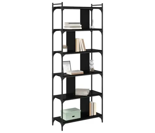 Grāmatu Skapis Melns Ozols 76 X 32 X 192 Cm Inženierijas Koks Vidaxl