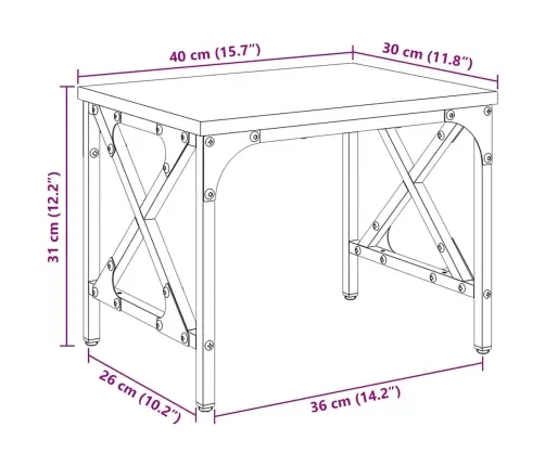 Printera Statīvs Vecs Koks 40 X 30 X 31 Cm Inženierijas Koks Vidaxl