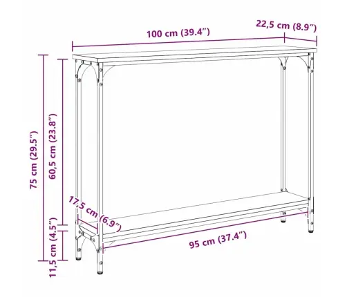 Konsoollaud Riiuliga Käsitööpuu 101 X 23 X 15,5 Cm Tehispuit