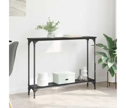 Konsoles Galds Ar Plauktu Melns Ozolkoks 102 X 23 X 15.5 Cm Vidaxl