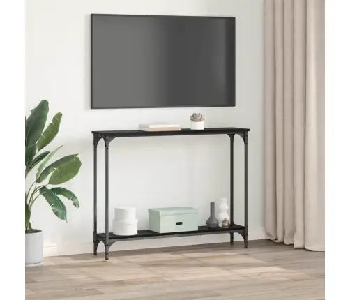 Konsoles Galds Ar Plauktu Melns Ozolkoks 102 X 23 X 15.5 Cm Vidaxl