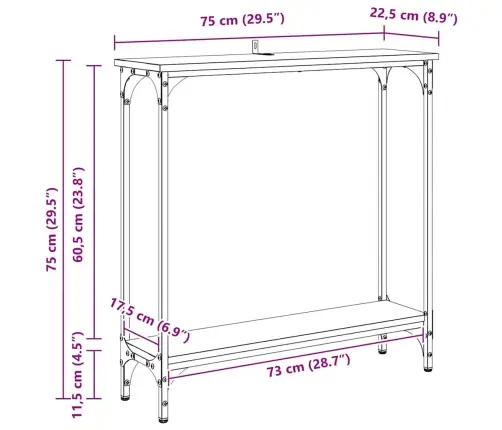 Konsoles Galds Ar Plauktu Artisānā Ozols 75 X 22,5 X 75 Cm Vidaxl
