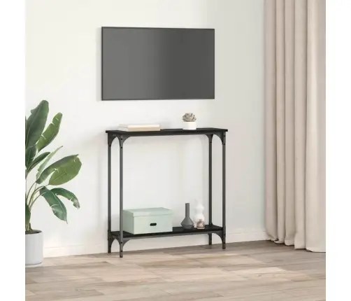 Konsoles Galds Ar Plauktu Melns Ozolkoks 75 X 22,5 X 75 Cm Vidaxl