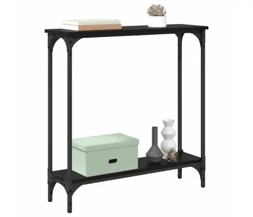 Konsoles Galds Ar Plauktu Melns Ozolkoks 75 X 22,5 X 75 Cm Vidaxl