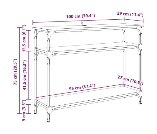 Konsolinis Stalas Su Lentyna Senovinis Medis 100 X 29 X 75 Cm