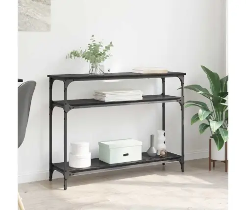 Konsoles Galds Ar Plauktu Melns Ozolkoks 100 X 29 X 75 Cm Vidaxl