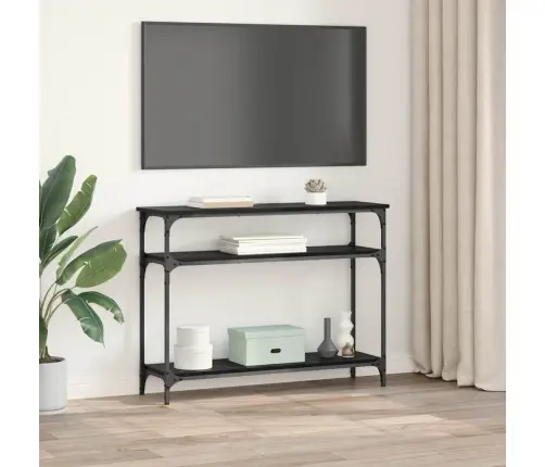 Konsoles Galds Ar Plauktu Melns Ozolkoks 100 X 29 X 75 Cm Vidaxl