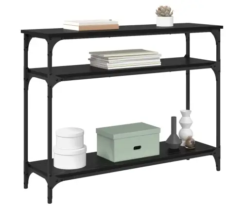 Konsoles Galds Ar Plauktu Melns Ozolkoks 100 X 29 X 75 Cm Vidaxl