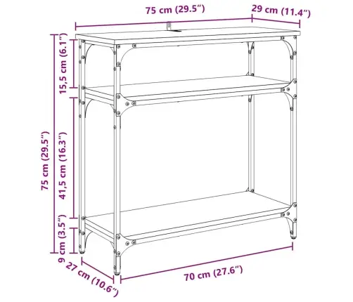 Konsoles Galds Artisānā Ozols 75 X 29 X 75 Cm Inženierijas Koks Vidaxl