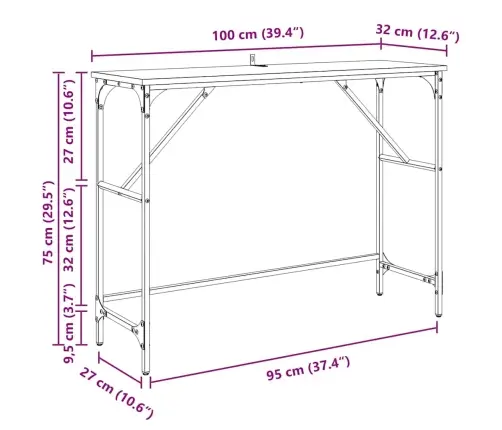 Konsolinis Stalas Juodas Ąžuolas 100 X 32 X 75 Cm