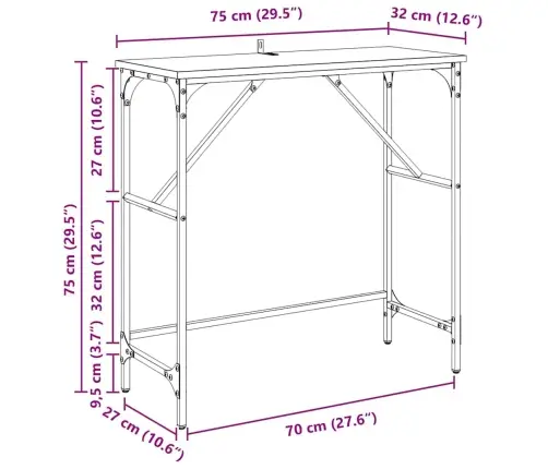 Konsoles Galds Vecs Koks 75 X 32 X 75 Cm Inženierijas Koks Vidaxl