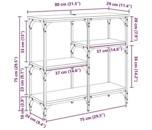 Konsoles Galds Vecs Koks 80 X 29 X 75 Cm Inženierijas Koks Vidaxl