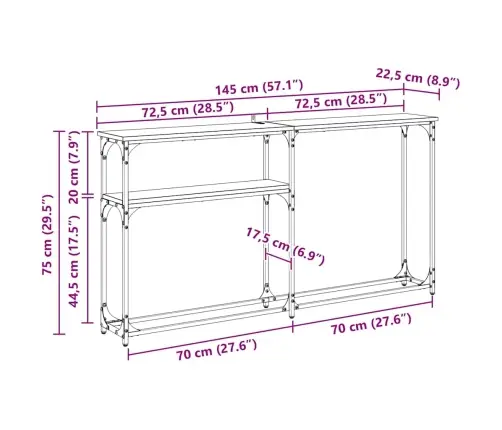 Konsolinisstaliukas Amatininkų Ąžuolas 145 X 22,5 X 75 Cm