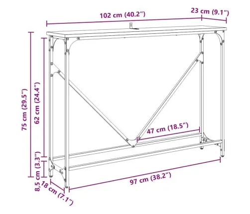 Konsoles Galds Vecs Koks 102 X 22.5 X 75 Cm Inženierijas Koks Vidaxl