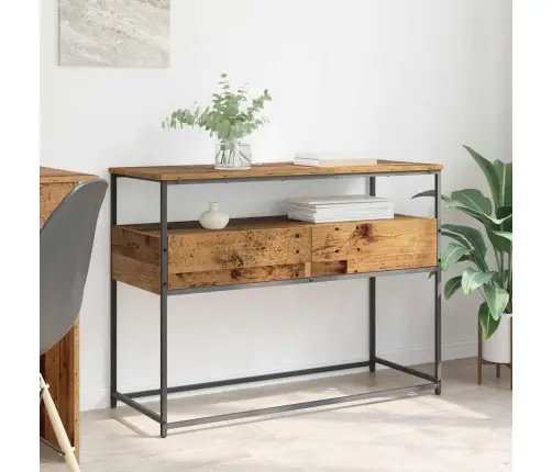 Konsoollaud Vana Puit 100 X 40 X 75 Cm Töödeldud Puit Ja Metall