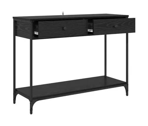 Konsoles Galds Ar Atvilktni Melns Ozolkoks 100 X 34,5 X 75 Cm Vidaxl