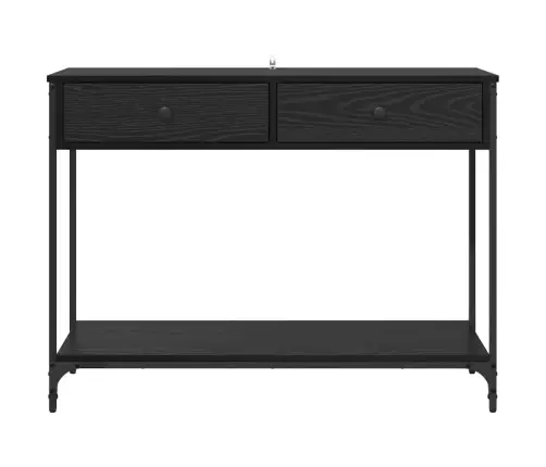 Konsoles Galds Ar Atvilktni Melns Ozolkoks 100 X 34,5 X 75 Cm Vidaxl