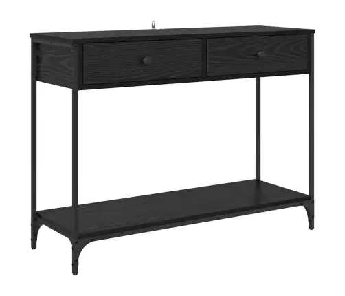 Konsoles Galds Ar Atvilktni Melns Ozolkoks 100 X 34,5 X 75 Cm Vidaxl