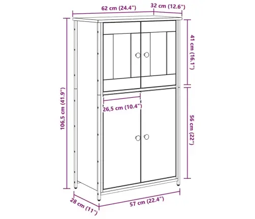 Augstais Skapītis Vecs Koks 62 X 32 X 106,5 Cm Vidaxl