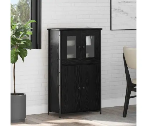 Augstais Skapītis Melns Ozolkoks 62 X 32 X 106,5 Cm Vidaxl