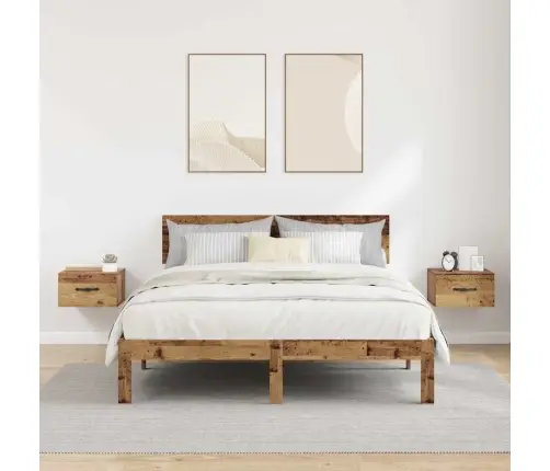 Šalia Lovos Spintelė 2 Pcs Sena Mediena 35 X 35 X 20 Cm