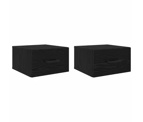 Nakts Skapītis Ar Atvilktni 2 Pcs Melns Ozols 35 X 35 X 20 Cm Vidaxl