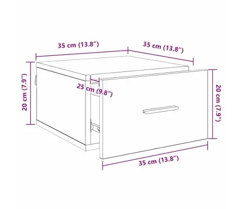 Nakts Skapītis Melns Ozols 35 X 35 X 20 Cm Inženierijas Koks Vidaxl