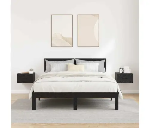 Šalia Lovos Spintelė 2 Pcs Juoda Ąžuolo 35 X 35 X 20 Cm