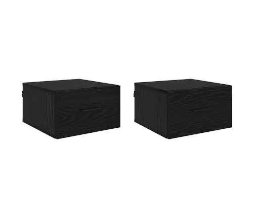 Šalia Lovos Spintelė 2 Pcs Juoda Ąžuolo 35 X 35 X 20 Cm