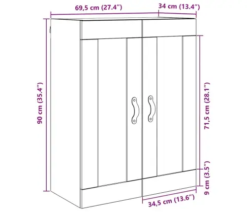 Sienas Skapis Melns Ozolkoks 69,5 X 34 X 90 Cm Vidaxl