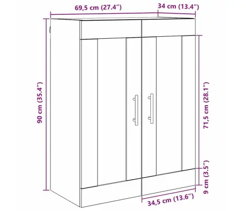 Sienas Skapis Melns Ozolkoks 69,5 X 34 X 90 Cm Vidaxl
