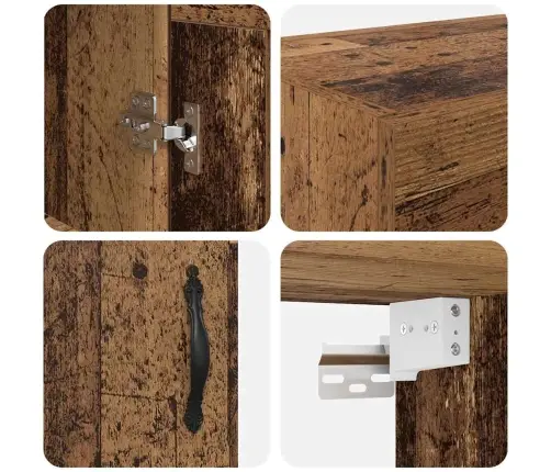 Sienas Skapis Vecs Koks 69,5 X 34 X 90 Cm Inženierijas Koks Vidaxl