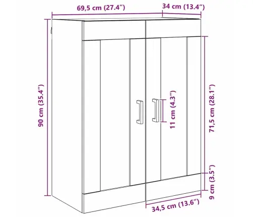 Sienas Skapis Vecs Koks 69,5 X 34 X 90 Cm Inženierijas Koks Vidaxl