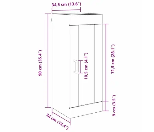 Sienas Skapis Vecs Koks 34,5 X 34 X 90 Cm Inženierijas Koks Vidaxl