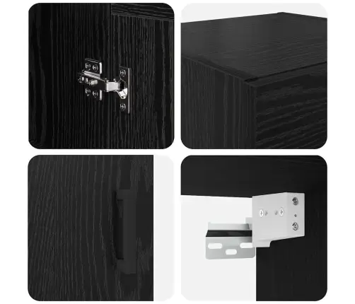 Sienas Skapis Melns Ozolkoks 34,5 X 34 X 90 Cm Vidaxl