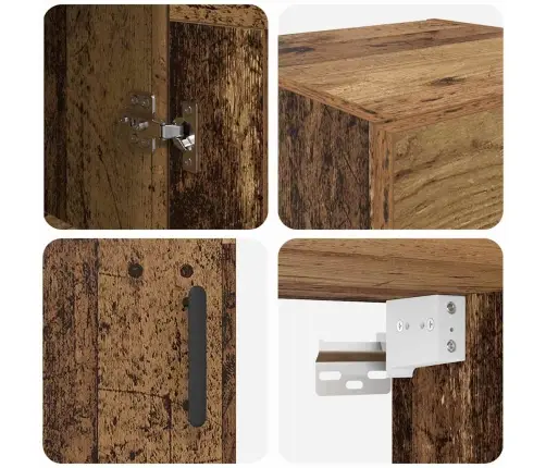 Sienas Skapis Vecs Koks 34,5 X 34 X 90 Cm Inženierijas Koks Vidaxl