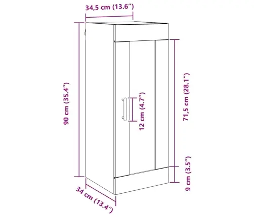 Sienas Skapis Vecs Koks 34,5 X 34 X 90 Cm Inženierijas Koks Vidaxl