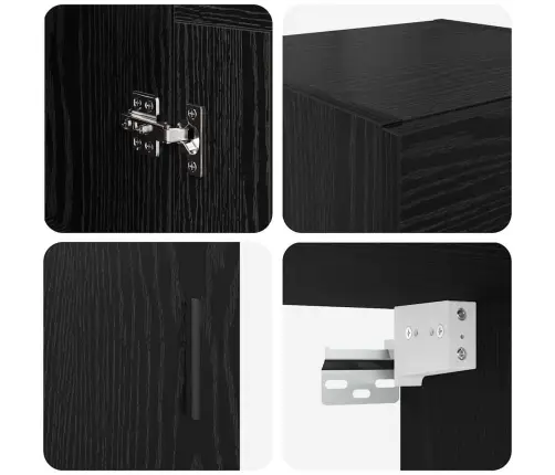 Sienas Skapis Melns Ozolkoks 34,5 X 34 X 90 Cm Vidaxl