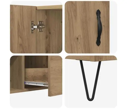 Puse Artisānā Ozols 100 X 36 X 60 Cm Inženierijas Koks Vidaxl